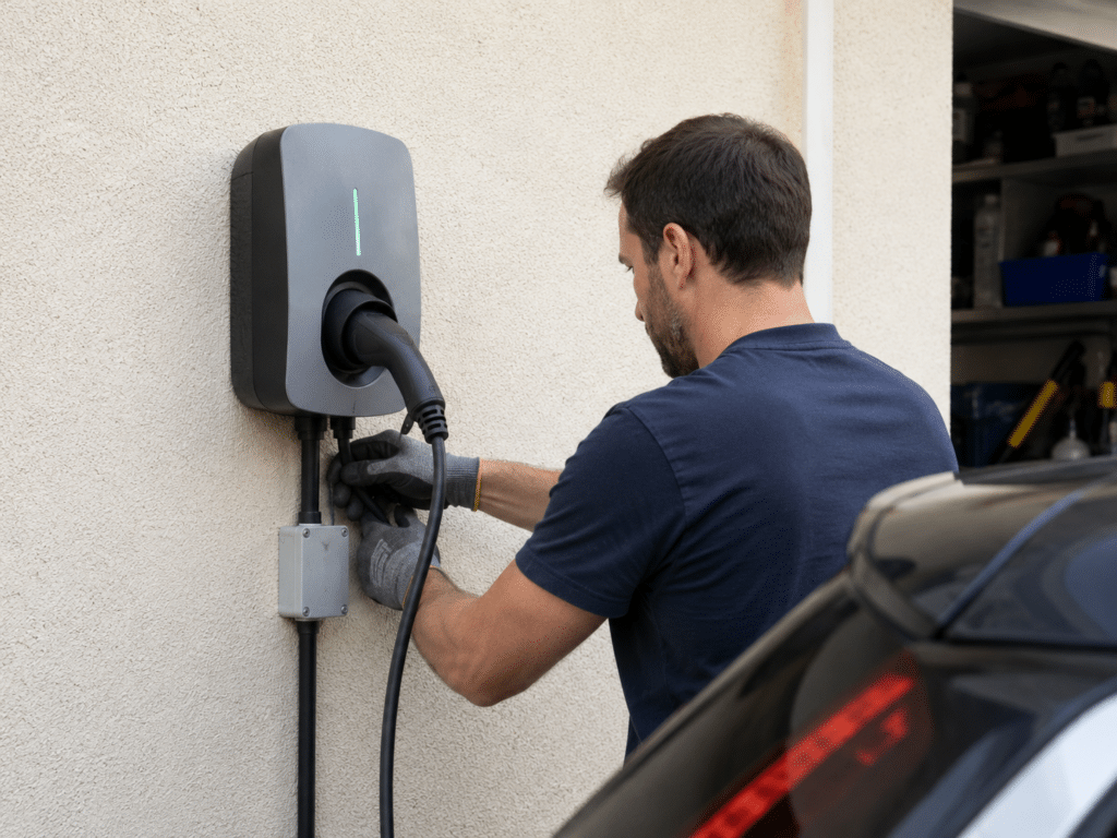 installation de borne de recharge électrique à Hem